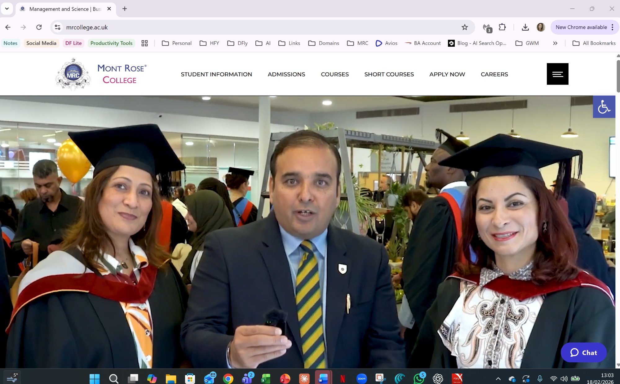 Desktop Homepage - Graduation Photo, Nav Bar