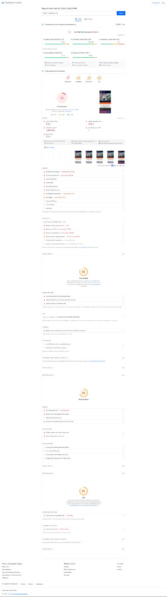 PageSpeed Homepage Mobile - Score 12 out of 100